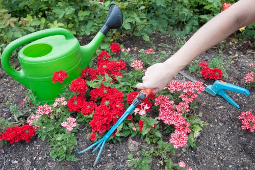 Hard landscaping features including paving and retaining walls in Shirley